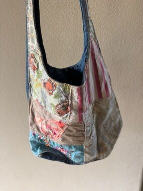 Vintage Roxy Patchwork Hobo Bag Y2K Denim Boho Shoulder Bag